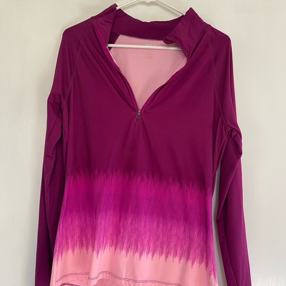 Layer 8 Women's Purple and Pink Gradient Long Sleeve Top